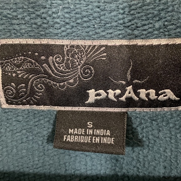 Prana Teal Blu/Green 100% cotton French Terry Long Sleeve Jacket size S - Picture 3 of 11